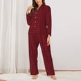 thumbnail image 2 of Balery Burgundy Floral Conjunto de Pijama con Estampado para Mujer, Conjunto de Dos Piezas con Manga Larga, Ropa de Dormir Suave con Bolsillos, Pijamas Cómodos-Small, 2 of 7