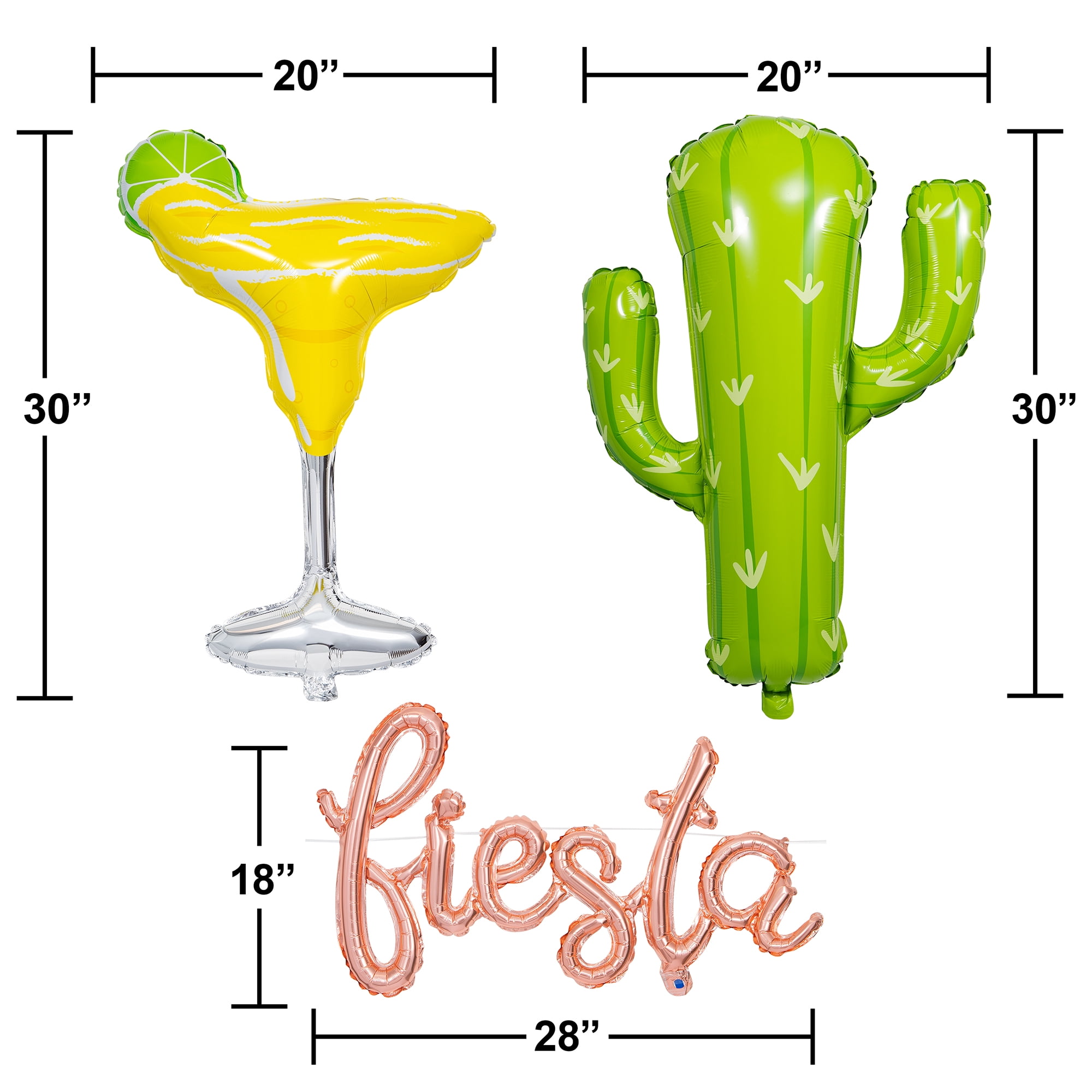 3 Count Fiesta Air-Filled Foil Balloon Kit, Multicolor, by Way To Celebrate