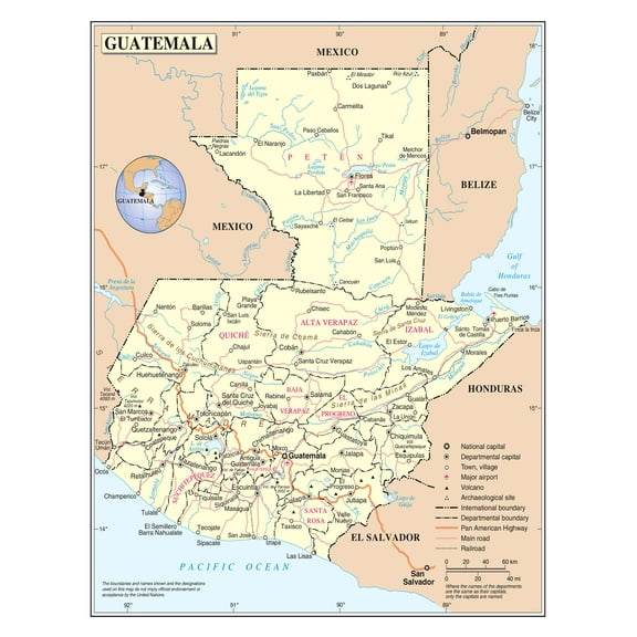 Palmetto Posters Large detailed political and administrative map of Guatemala 24 "x 31" Poster