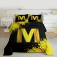 thumbnail image 2 of Manfei Boys Girls Letter Monogrammed M Full Size Comforter Sets 3-Piece,Sport Baseball Bedding Comforter Set,Graffiti Splash Lightweight Bedding Sets,Ultra Soft Home Decor,Reversible, 2 of 8