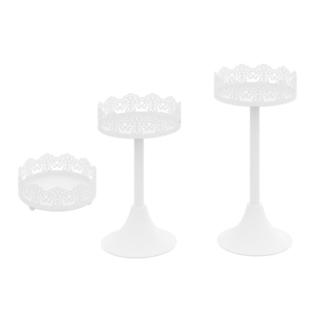 3 piezas Soporte para cupcakes Bandeja de postres Centro de mesa de metal Soporte para pasteles para Blanco