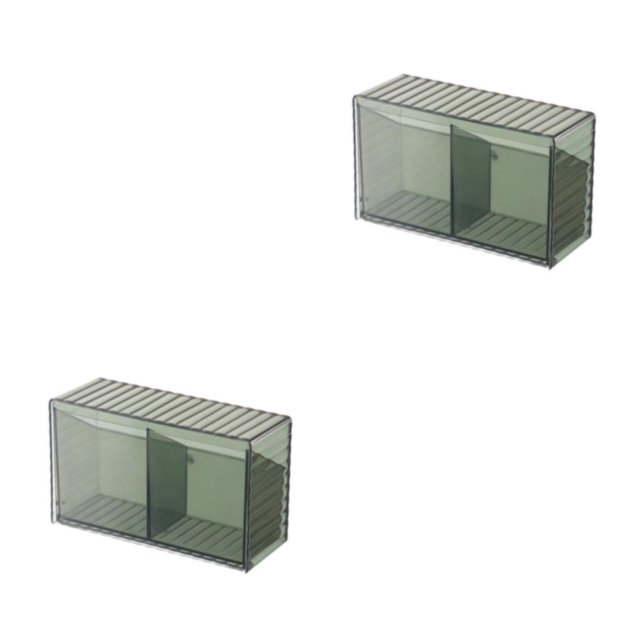 Matsuzay Suministros de baño organizados y accesibles con caja montada en la pared Caja de almacenamiento montada en la pared con verde verde negruzco 17.3*10.3*6.6 cm 2Conjunto
