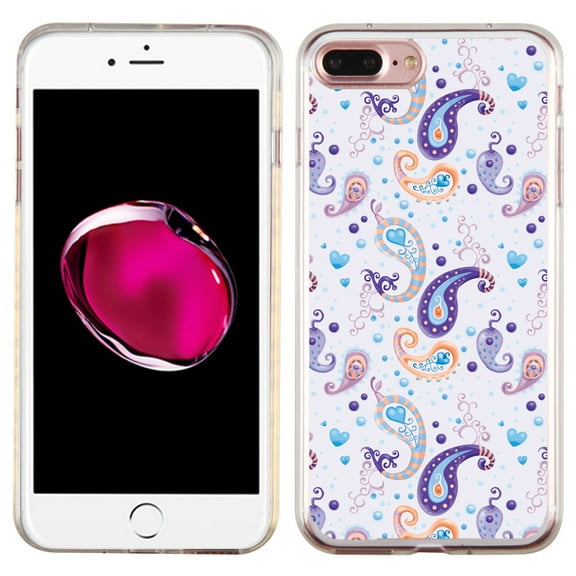 Slim-Fit Case for Apple iPhone 8 PLUS / 7 PLUS, OneToughShield ® Premium TPU Gel Protector Phone Case - Paisley Purple