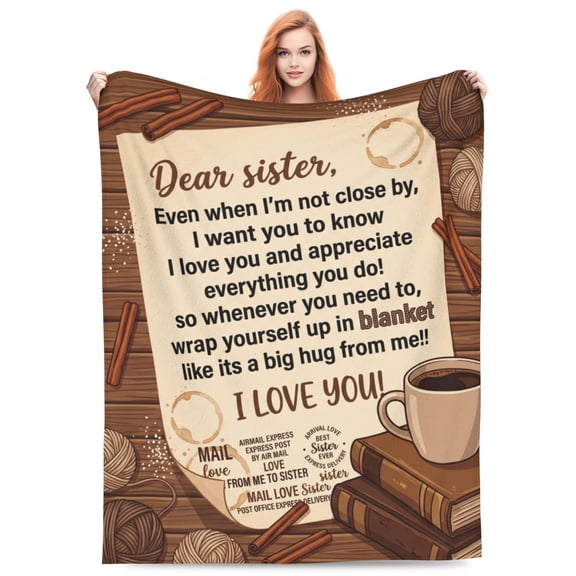 Sister Throw Blanket Sister Birthday Gifts Super Soft Flannel Love Present A Letter Blankets with Butterfly for Couch Bed 50x40