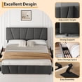 thumbnail image 3 of King Size Bed Frame with Adjustable Headboard and 4 Storage Drawers, Soft Upholstered Platform Bed Frames with Wooden Slats Support, No Box Spring Needed, Dark Grey, 3 of 7