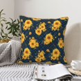 thumbnail image 4 of KLL Blue Striped Sunflower A Decorative Throw Pillow Covers Velvet Soft for Couch Sofa Bedroom Living Room Outdoor (No pillow core)- 20"x20", 4 of 5