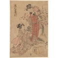 thumbnail image 2 of Katsukawa Shunsen 13x18 Black Ornate Wood Framed Double Matted Museum Art Print Titled - Two Women with a Child (Late 18th Century - Early 19th Century), 2 of 5