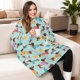 thumbnail image 4 of Dachshund Sweater and Pumpkin Oversized Sherpa Fleece Wearable Blanket Hoodie, Double-Sided Warm Fuzzy Pullover with Super Pockets for Women & Men, 4 of 6
