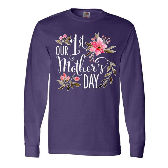 Inktastic Our First Mother's Day- pink flowers Long Sleeve T-Shirt