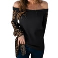 thumbnail image 2 of CEHVOM Women's Causal Color Matching Slash-Neck Long Sleeve Loose Tops Shirt Blous, 2 of 6