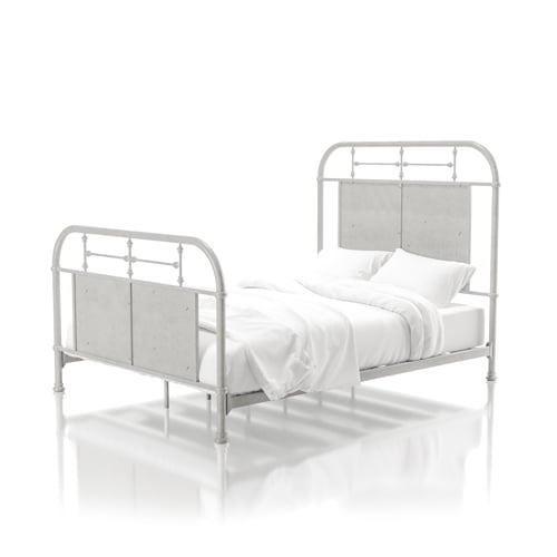 Furniture Of America Staley Industrial Metal Bed California King White Com Furniture Of America Staley Industrial, Vintage Metal Bed Frame California King