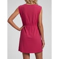 thumbnail image 6 of Womens Tshirt Dresses with Pockets Crew Neck Tie Waist Casual Solid Color Sleeveless Dress, 6 of 8