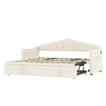 thumbnail image 6 of Harper & Bright Designs Upholstered Twin Size Daybed with Pop Up Trundle, Day Bed Frame with USB & Type-C Charging Port and 2 Side Pockets, Beige, 6 of 9