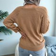 thumbnail image 6 of Women'S Casual Leopard Print Knitted Pullover Sweaters Long Sleeve Crew Neck Jumper Tops Khaki L, 6 of 7