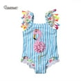 thumbnail image 1 of EYIIYE Girls One Piece Swimsuit 3D Printed Tassels Ruffle Stripe Swimwear, 1 of 7