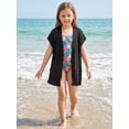 thumbnail image 4 of Girl's Crochet Sheer Open Front Swim Cover Up Short Sleeve Summer Beach Kimono Swimsuits, 4 of 8