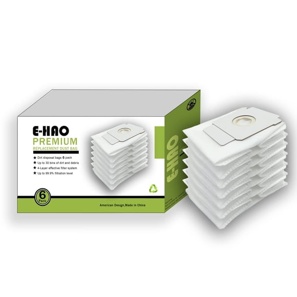E-HAO Ensemble de 6 Sacs de Mise sous Vide Compatibles pour Roomba i/s/j Series, Sac à Poussière de Remplacement pour Roomba 105/405/505/Q0520/j5+/j6+/j7+/j8+/i1+/i2+/i3+/i4+/i5+/i6+/i7+/i8+/s9+