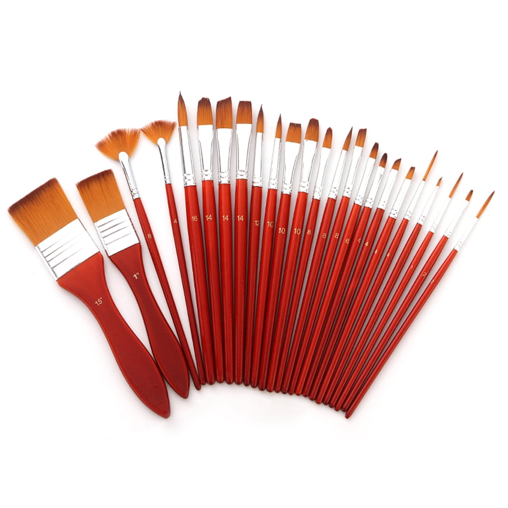 ZPAQI Pack of 24 Multi-in-1 Flat Head Paint Brush Set Gouache Acrylic Paint Brush Set