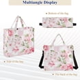 thumbnail image 6 of Pink Flowers Grids Corduroy Tote Bag Handbag Large Messenger Bag Shoulder Crossbody Zipper Bag Purse, 6 of 8