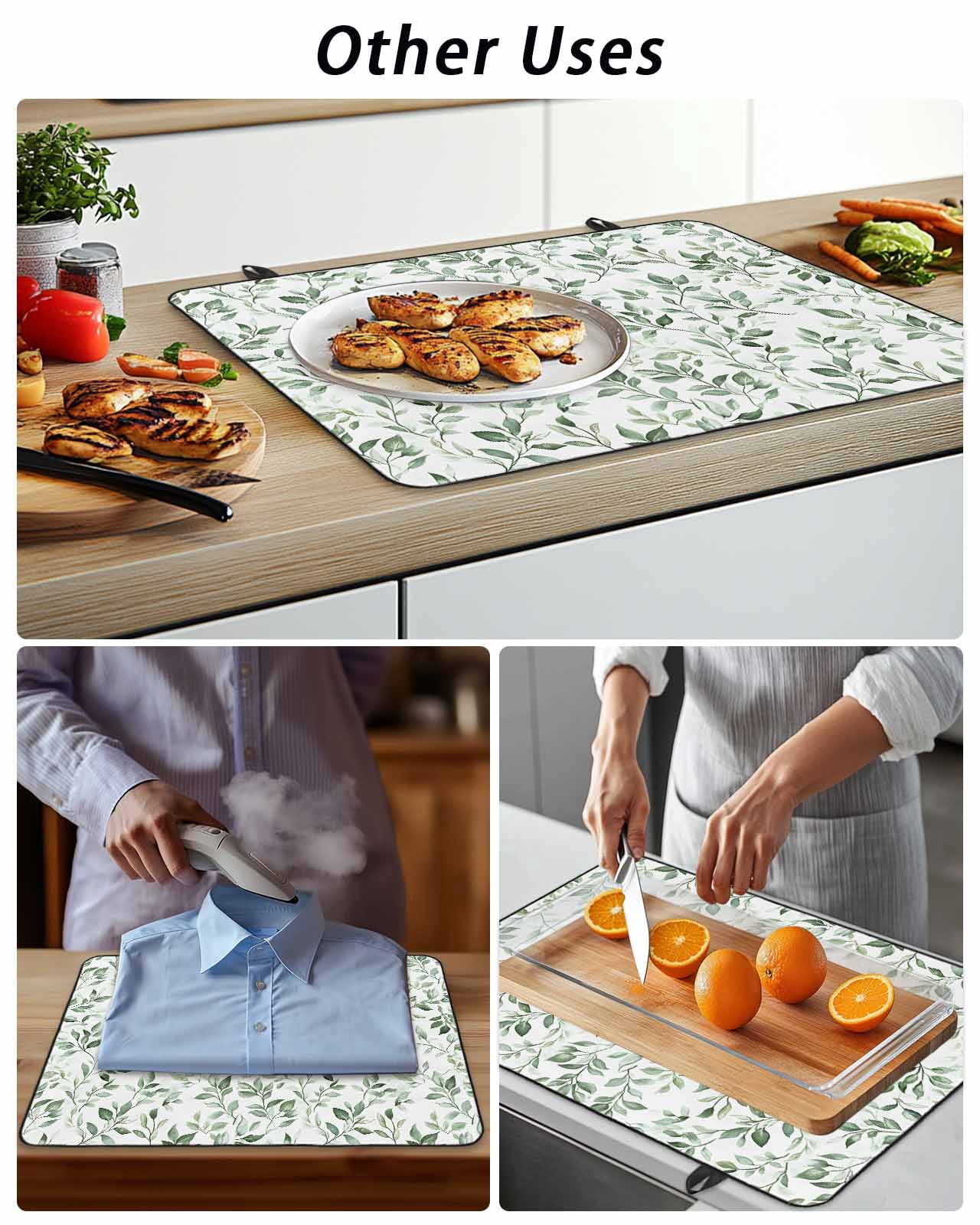 Stove Top Covers for Electric Stove, Sage Green Leaf Glass Stovetop Cover Protector, Country Eucalyptus Nature Plant Branch Induction Cooktop Protector Oven Mat for Kitchen Countertop 24"x21"