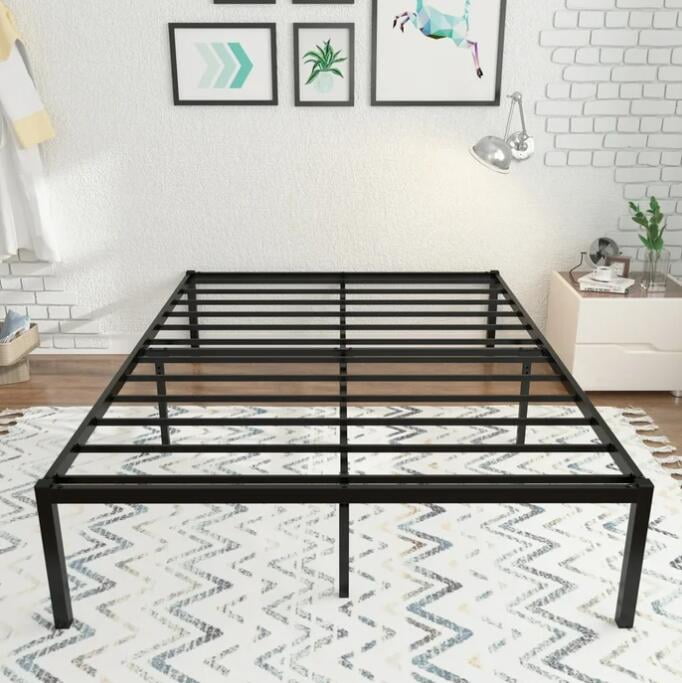 Yoneston Heavy Duty Queen Size 18" Metal Platform Bed Frame with Under-Bed Storage No Box Spring Required, Black
