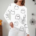 thumbnail image 4 of Satingcolo Halloween Shirts Women Long Sleeve Crewneck Casual Dressy Tops Funny Graphic Halloween Costumes Fall Fashion Outfits Beige S, 4 of 4