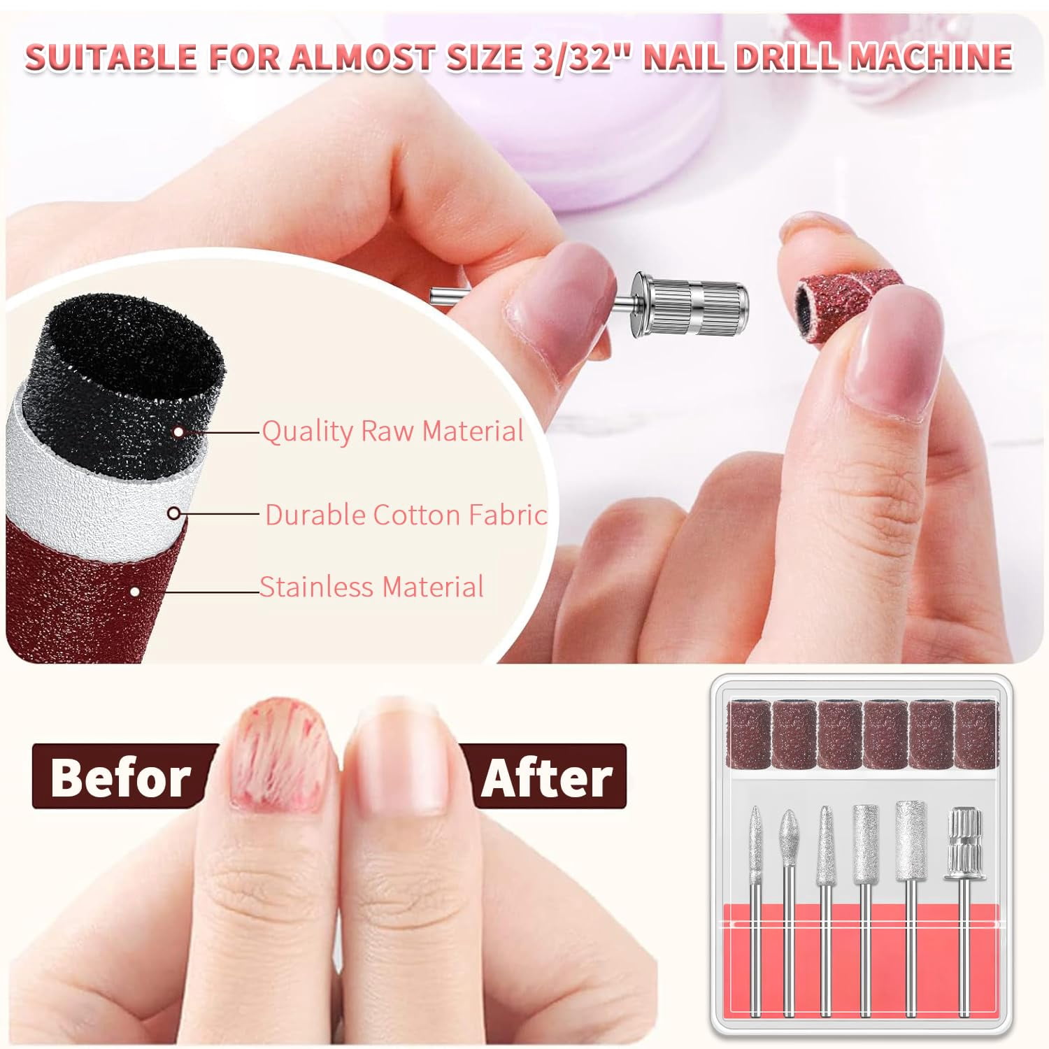 Electric Nail Grinder Set, 40,000 RPM, Home Salon-Grade Nail Grinder, Foot Care Tool, Gel Polish/Acrylic Removal Tool