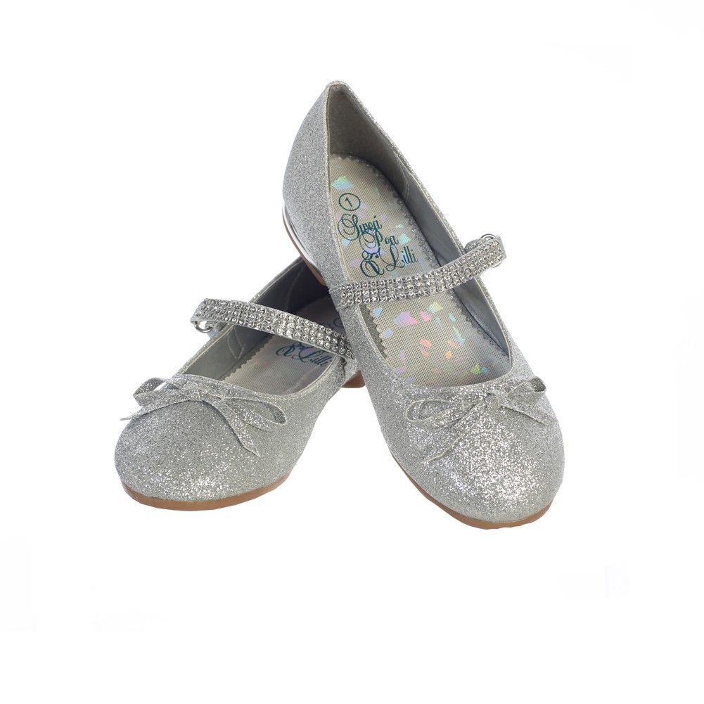 Swea Pea &amp; Lilli Girls Silver Glitter Rhinestone Strap