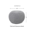 thumbnail image 4 of · REDEARTH · Round Boho Pouf Ottoman -Cable Knitted Cord Boho Pouffe, Stuffed Poof Accent Beanbag Chair Footrest for Living Room, Bedroom, Nursery, Covered Patio, Study Nook (19.5"x19.5" x14") - Gray, 4 of 11