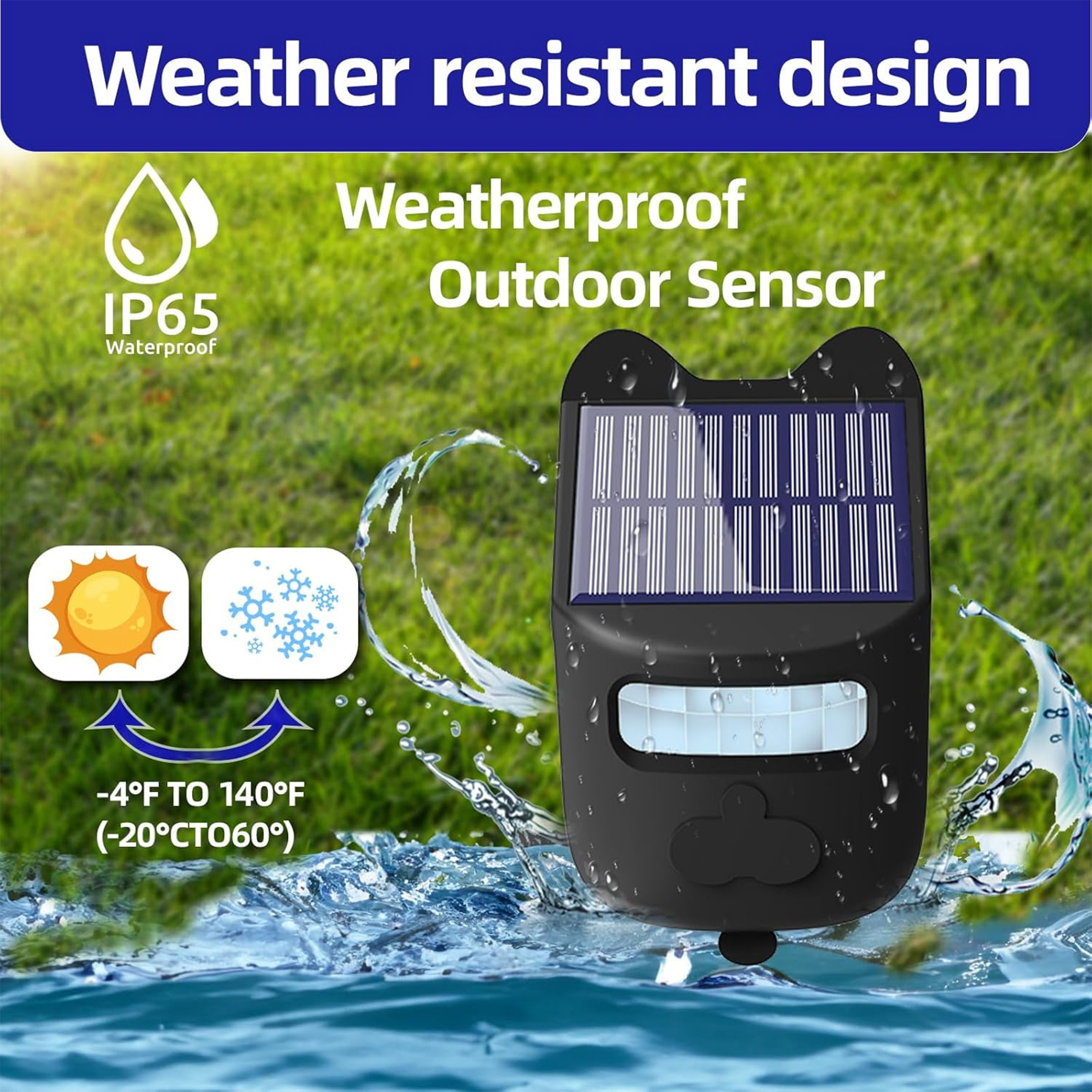 GJX Outdoor Waterproof Solar Driveway Alarm,984 Ft Long Range Wireless Driveway Alarm,Garage Intruder Pir Motion Sensor Alarm,Alarm System with 1 Receiver and 2 Sensor