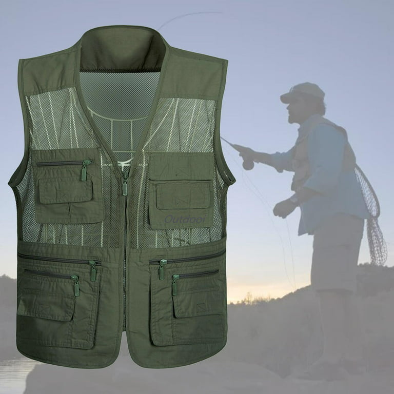Outdoor Fishing Mesh with Multi Pockets Sleeveless Jacket for