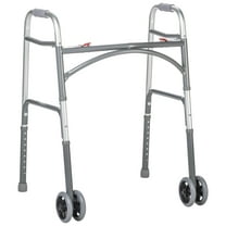 Drive Medical Bariatric 2 Button Folding Walker with Wheels, Silver (Aluminum)