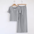 thumbnail image 2 of Bixock Women's 2 Piece Pajama Set,Built in Bra Sleepwear Suits,Solid Set with Built-in Bra Knit Short Sleeve Pants Loungewear, 2 of 5