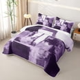 thumbnail image 3 of Homewish Purple Geometric Square Quilt King,Grunge Aesthetic King Coverlet Set,3pcs, 3 of 7