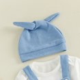 thumbnail image 6 of Cjfdfy Newborn Baby Boy Girl Fall Outfits Solid Long Sleeve Romper Waffle Overall Pants And Knotted Hat 3 Piece Set Cute Coming Home  Fall Winter Outfit 0-18M, 6 of 9