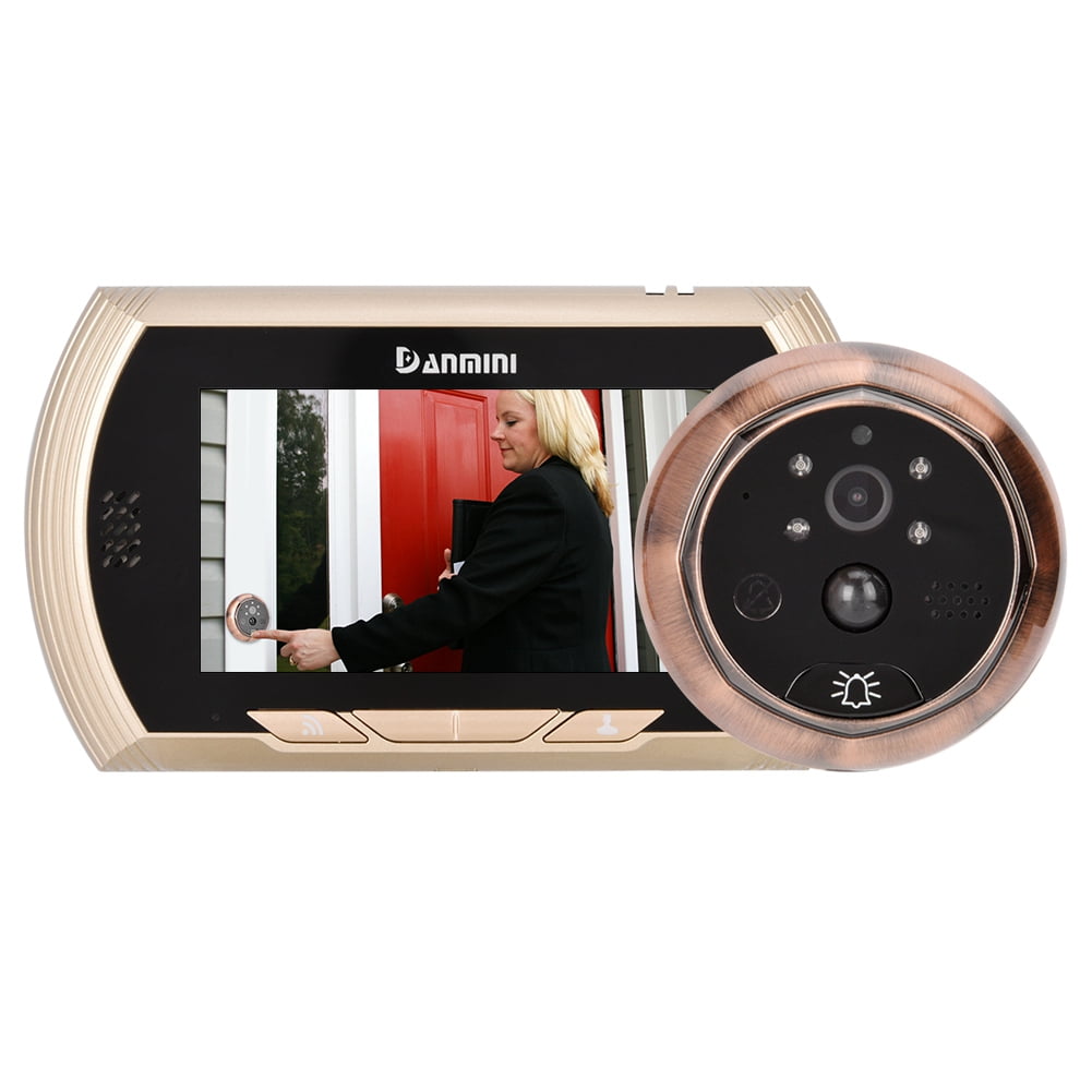 Qiilu 4.3in Smart WiFi Doorbell Cat Eye Camera IR Night Vision Motion