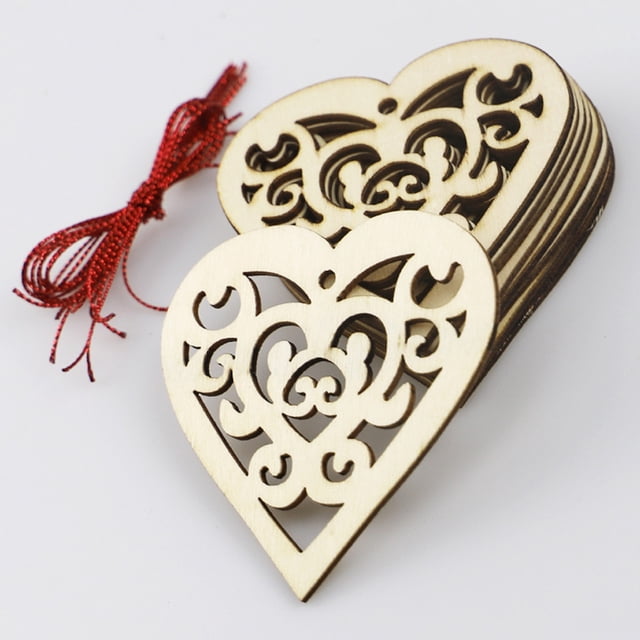 Xihbxyly Colgantes de Madera En Forma de Corazón, Juego de 10 Piezas, Contrachapado de 2 Mm, Perfectos para Decoración de Bodas, Manualidades y Proyectos de Bricolaje, para Colgar con Cinta, Tamaño d