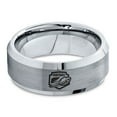 thumbnail image 2 of Tungsten Football Players Band Ring 8mm Men Women Comfort Fit Gray Bevel Edge Brushed Polished, 2 of 4