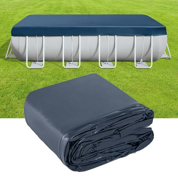 Heavy-Duty PVC Pool Cover with Drainage Holes for 400x200x100cm Pools - Durable Weather-Resistant Protection, Secure Rope Fastening, Black