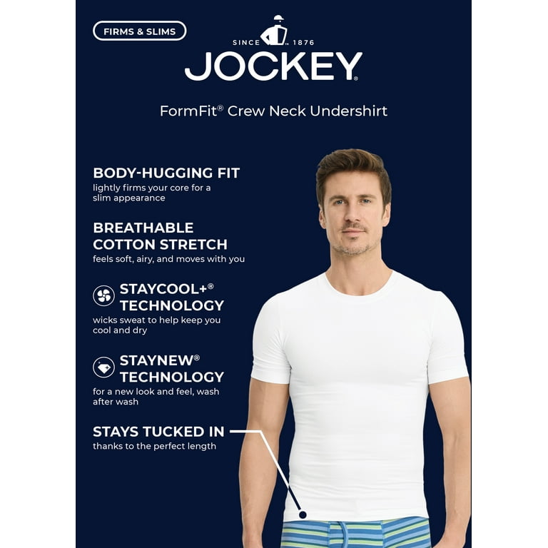 Jockey Men's FormFit Cotton Stretch Crew Neck Undershirt