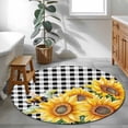 thumbnail image 4 of Sunflower Bee Round Area Rug 4 FT, Non Slip Indoor Outdoor Rug, Black White Lattice Yellow Floral Flower Washable Soft Circular Carpet Non-Shedding Floor Mat for Coffee Table Nursery Foyer Balcony, 4 of 8