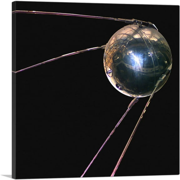ARTCANVAS Sputnik 1 First Earth USSR Russian Satellite Canvas Art Print - Size: 18" x 18" (0.75" Deep)