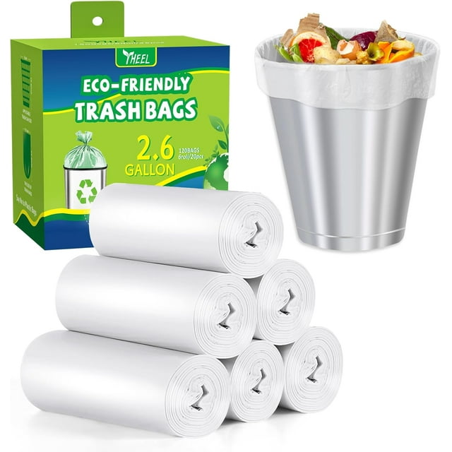 Clear Small Garbage Bags 10L: White Small Trash Bags 2.6 Gallon for Bathroom (120 Counts)