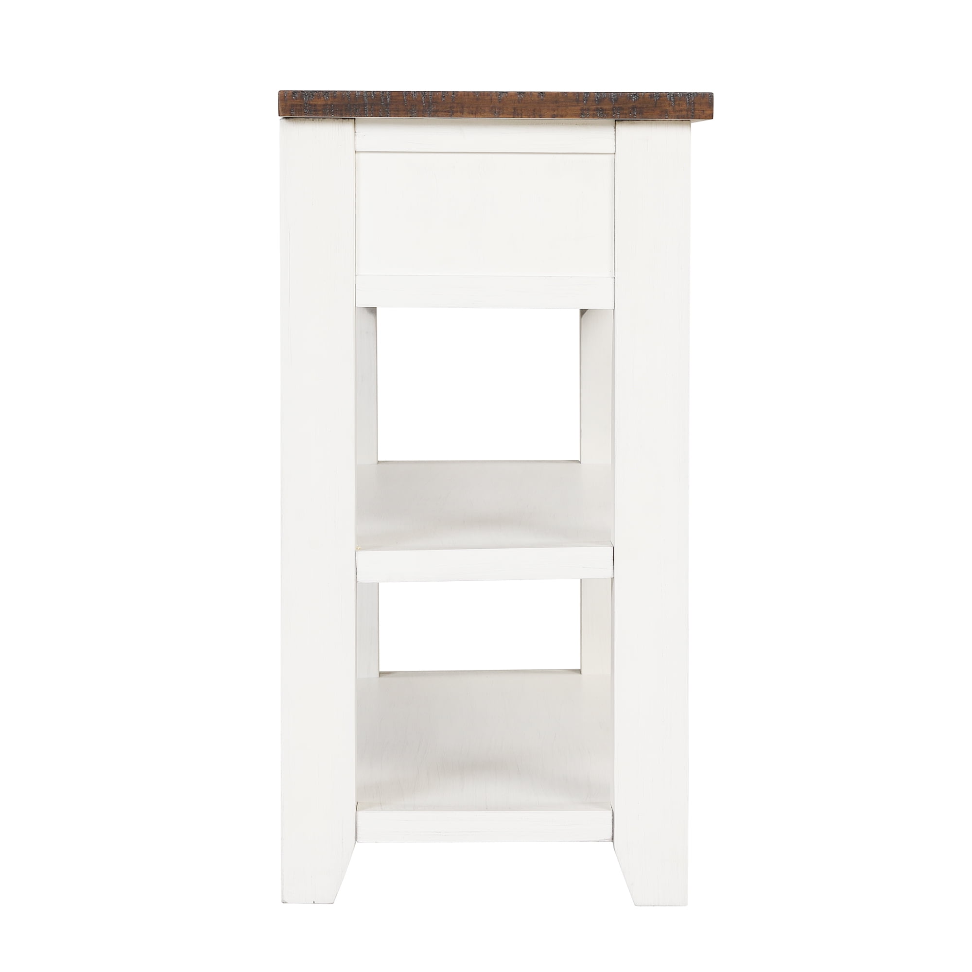 48" Solid Wood Console Table with Drawers and Shelves, Sofa Couch Entryway Table for Hallway, in Antique White