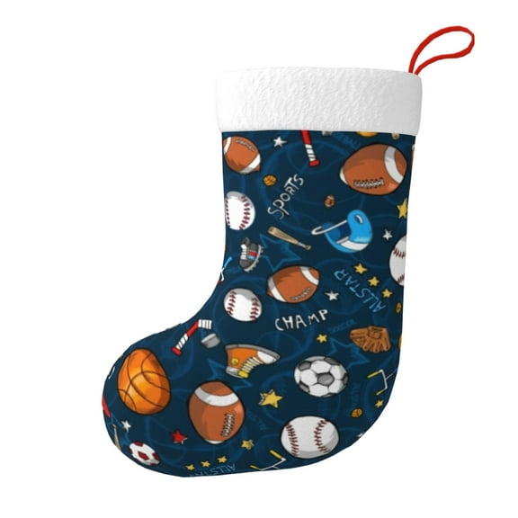 Christmas Stockings Sport Many Basketball Baseball And Football Champ Gloves Large Hanging Xmas Sock Gift Bag Classic Fireplace Decor for Home, Party, and Family Celebration