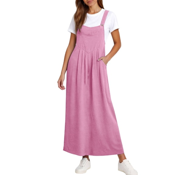 Women's Casual Denim Overall Dress Sleeveless Flowy Baggy Jumper Short Dresses for Women Summer Dress