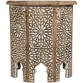 thumbnail image 3 of Northlight 18" Walnut Brown and Brushed White Octagonal Side Table, 3 of 5