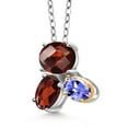 thumbnail image 2 of 925 Silver and 10K Yellow Gold Red Garnet and Blue Tanzanite Pendant Necklace for Women (2.98 Cttw, Oval Checkerboard 8X6MM, 7X5MM and 6X4MM, Gemstone January Birthstone, with 18 inch Chain), 2 of 4