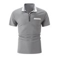 thumbnail image 5 of Yaoyar Mens Short Sleeves Zipper Shirts Casual Loose Tshirts Stand Collar V Neck Tops Polo Plain Cotton Tees with Pocket, 5 of 6
