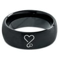 thumbnail image 2 of Tungsten Heart Cancer Survivor Love Band Ring 8mm Men Women Comfort Fit Black Dome Brushed Polished, 2 of 4